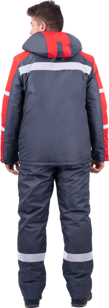 Куртка РОУД зимняя, темно-серая с красным (2)